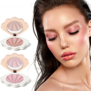 High Glow Shell Pressed Powder Highlighter Long Lasting Skin Glow Makeup High Pigment Private Label