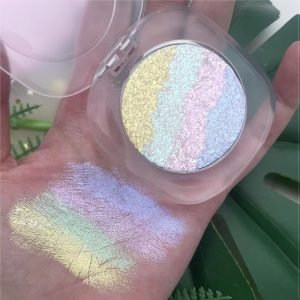 Highlight Rainbow Pressed Glitter Eyeshadow Duochrome Multichrome 5 in 1 Glow Powder Holographic