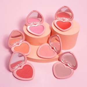 Customized Logo Cruelty Free Waterproof Blusher Vegan Heart Shape Single Matte And Glitter Blush Private Label Makeup Palette