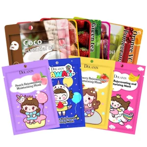 Custom Natrual Organic Brightening Hydrating Sheet Facial Mask Wholesale OEM Skin Care Oil Control Vitamin C Fruit Face Mask