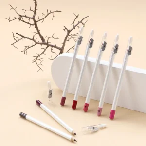 Customize private label your own logo popular white tube lip liner pencil with sharpener
