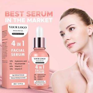 Anti Age Facial Brighten Skin Care Glow Whitening Vitamin E Niacinamide Hyaluronic Acid Vitamin C Vitamin E 4 in 1 Face Serum