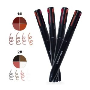 4-color High Pigment Waterproof Creamy Lipliner Pencil Custom logo Retractable 4 in 1 Lipliner Pen
