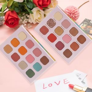 12 Colors Organic Glitter Metallic Holographic Bright Board Eyeshadow Palette Matte Shimmer Eyeshadow Private Label