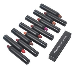 Private Label 12 Colors Vegan Crulety Free Long Lasting Velvet Makeup Matte Crayon Lipstick
