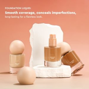 OEM Liquid Foundation Cream 10 Colors Waterproof 30ml Round Glass Bottle